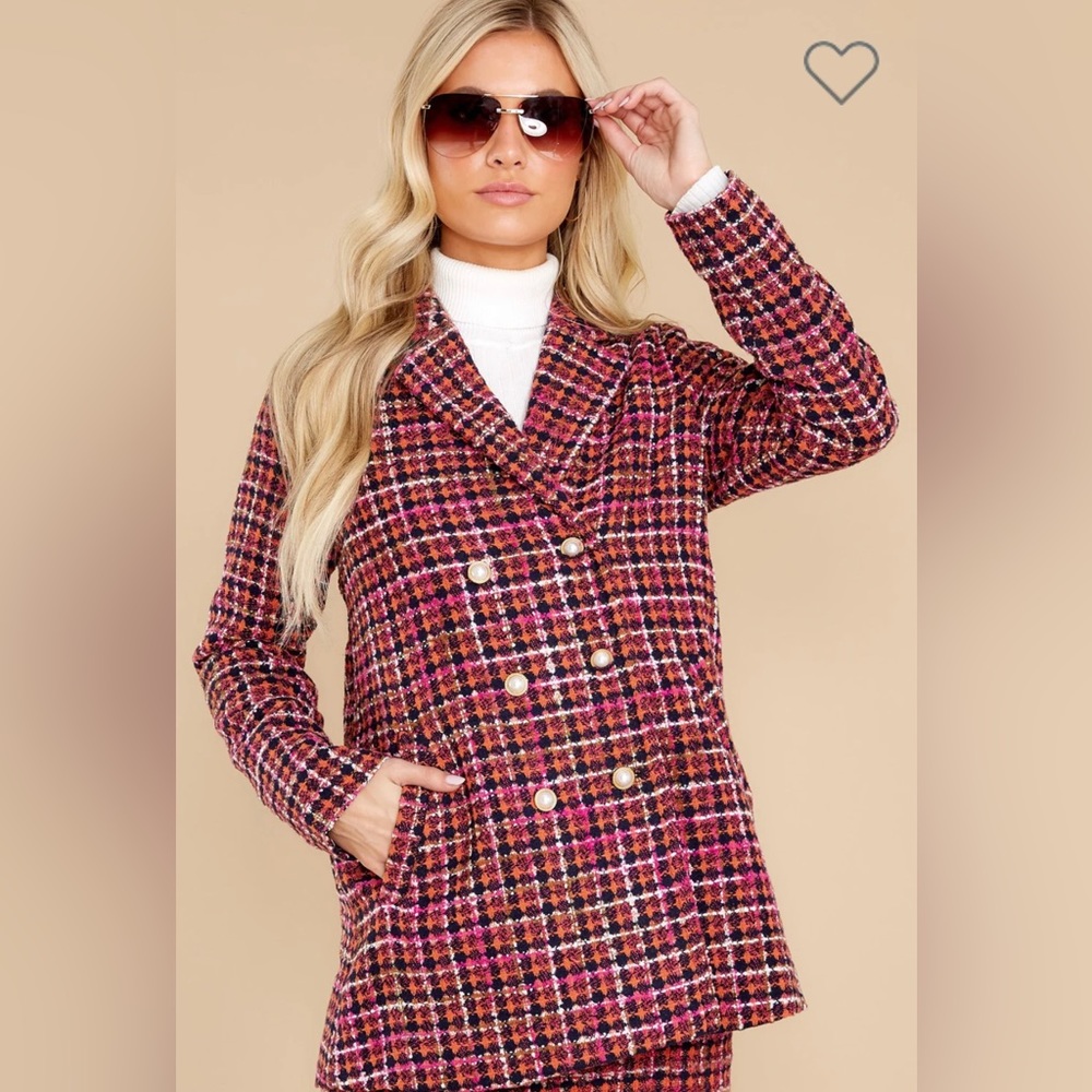NWT Fuschia Tweed Coat Size Small Red Dress Boutique Aura Brand